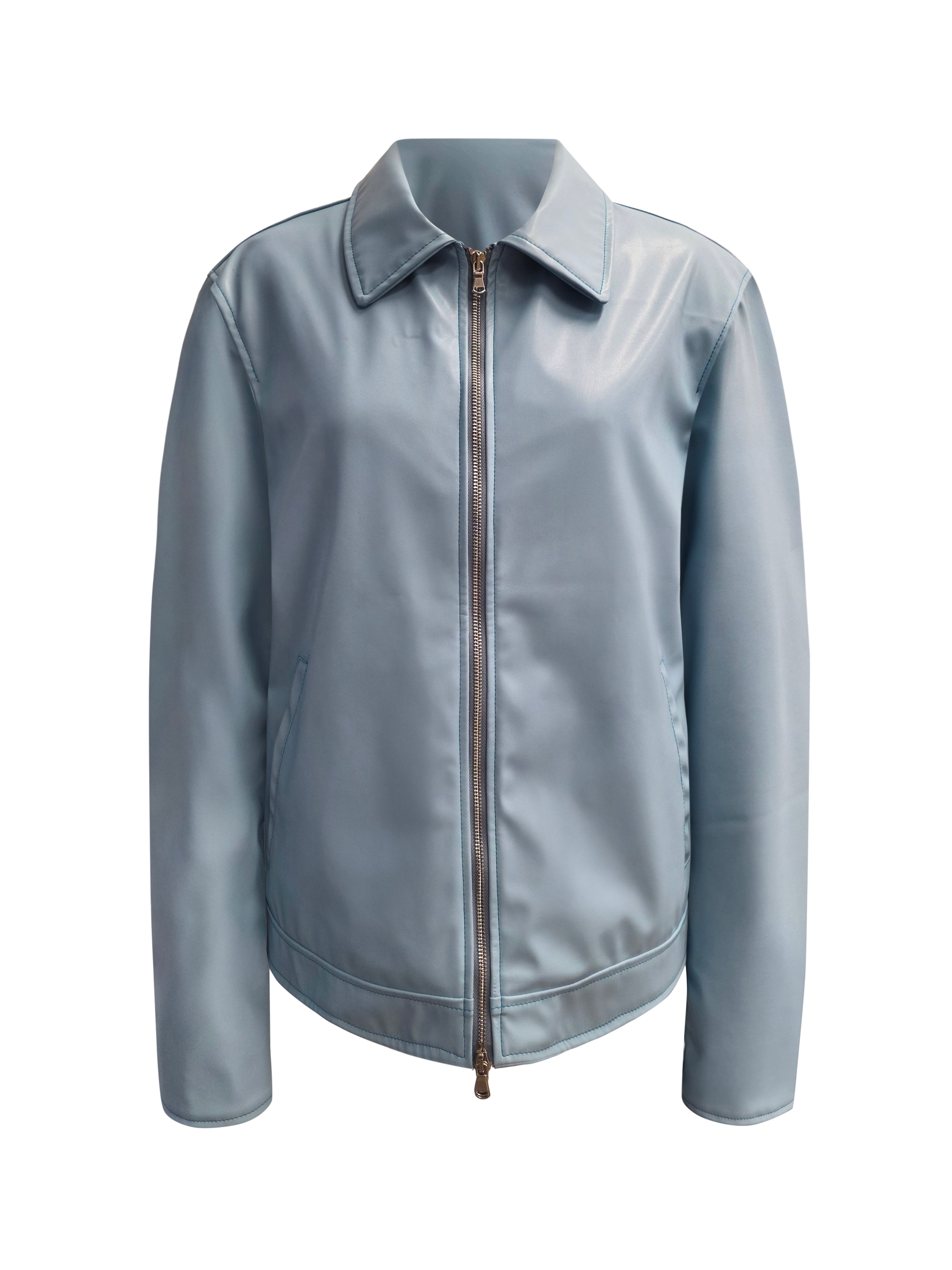 Giacca in pelle oliva da uomo