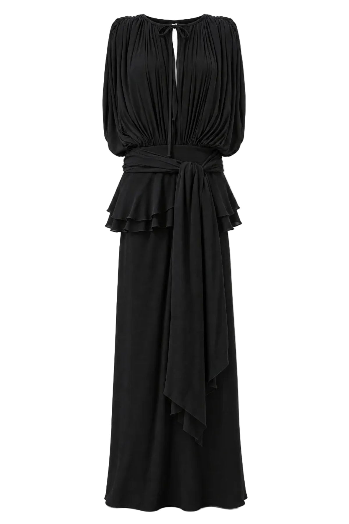 Midnight Drape Evening Gown — Eucalyptus Silk