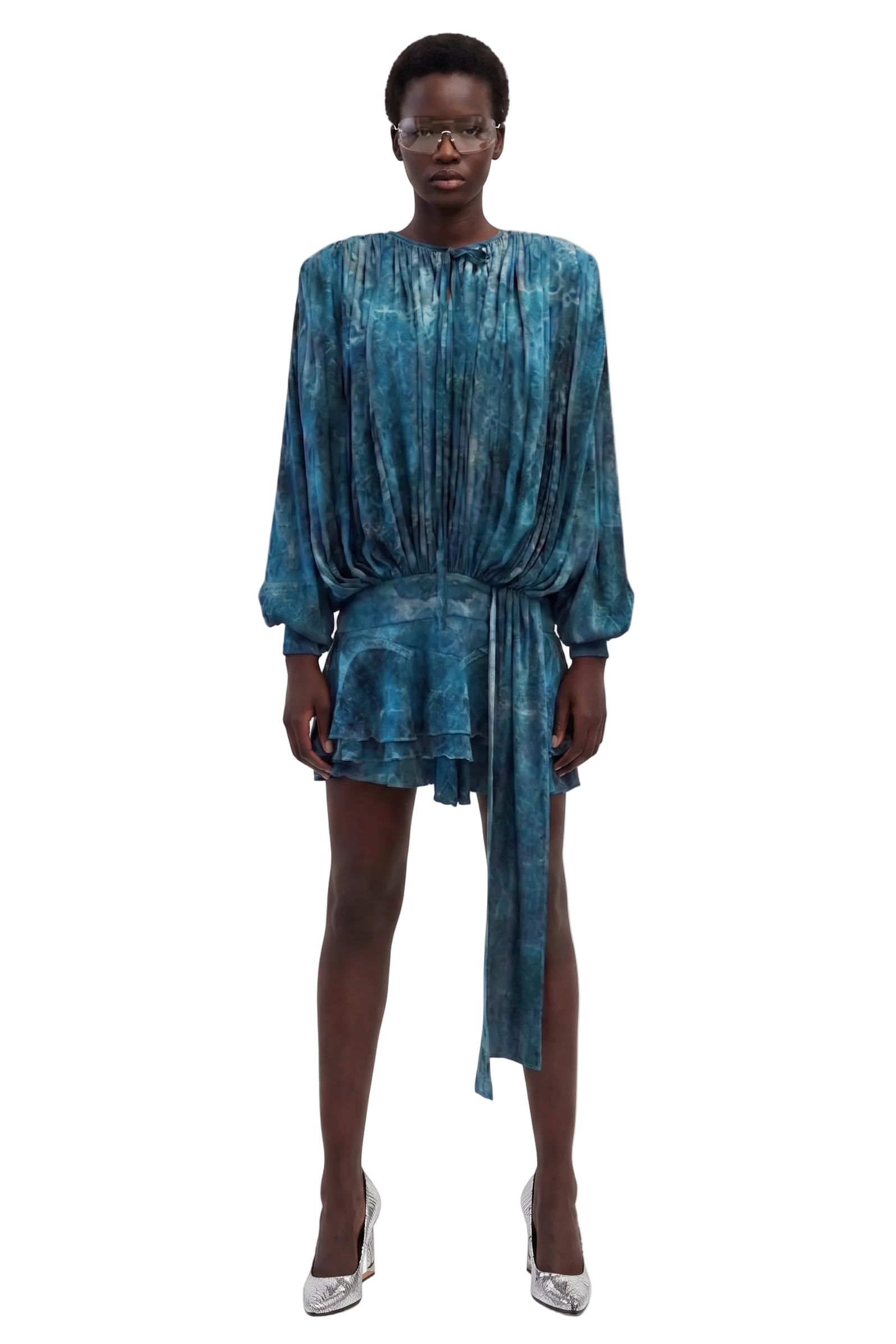 Whale Harmony Draped Eucalyptus Dress