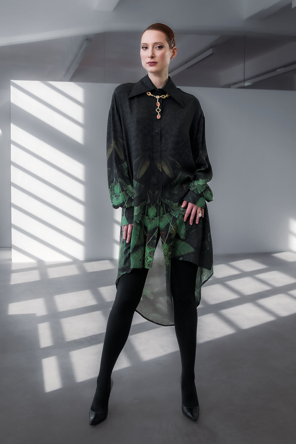 Jungle Oversize Wood Silk Blouse