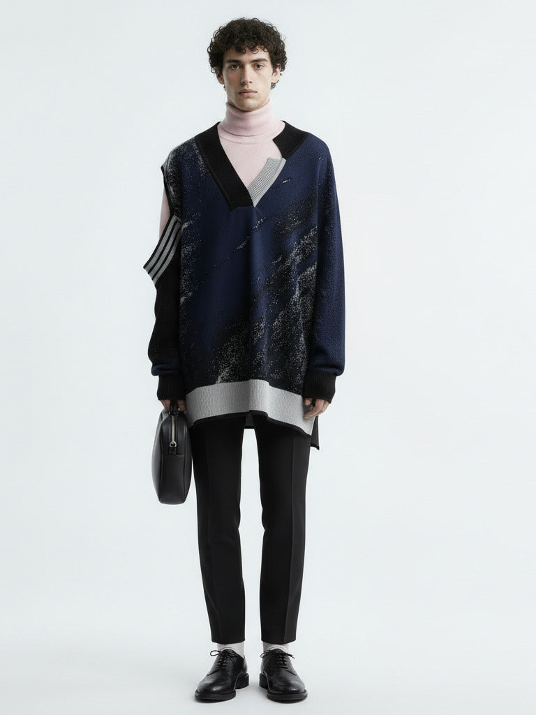 Maglione oversize unisex in maglia effetto pelle di balena