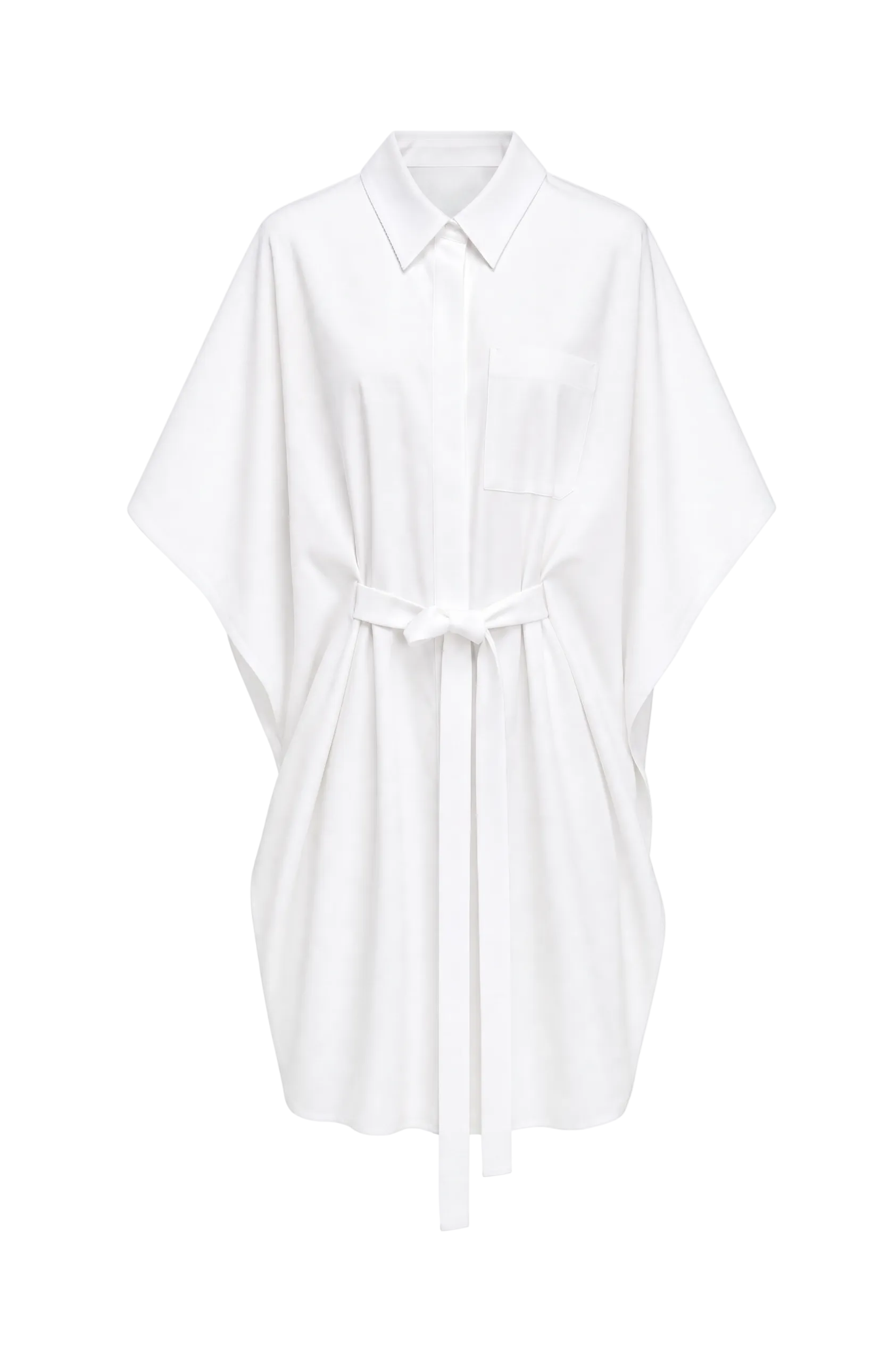 Organic Cotton Kaftan Shirt Dress — White
