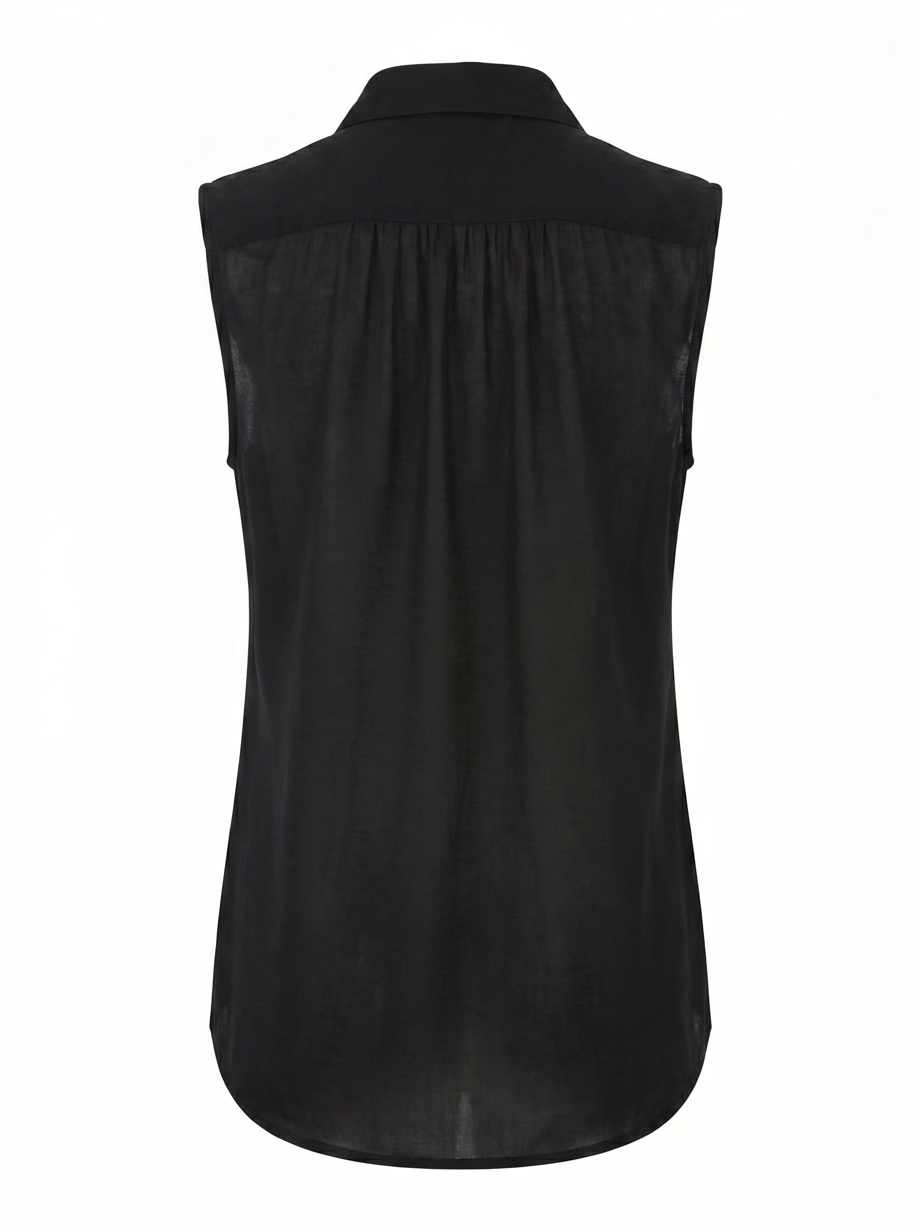 Eucalyptus Silk Sleeveless Scarf Shirt — Black