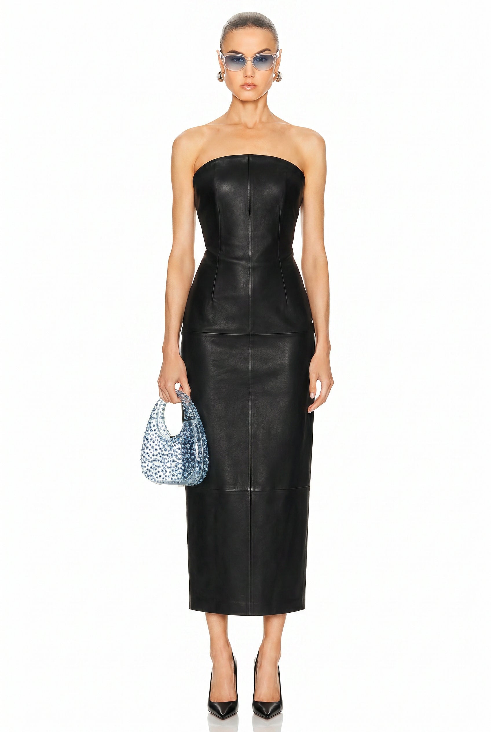 Whale Olive Leather Midi Dress