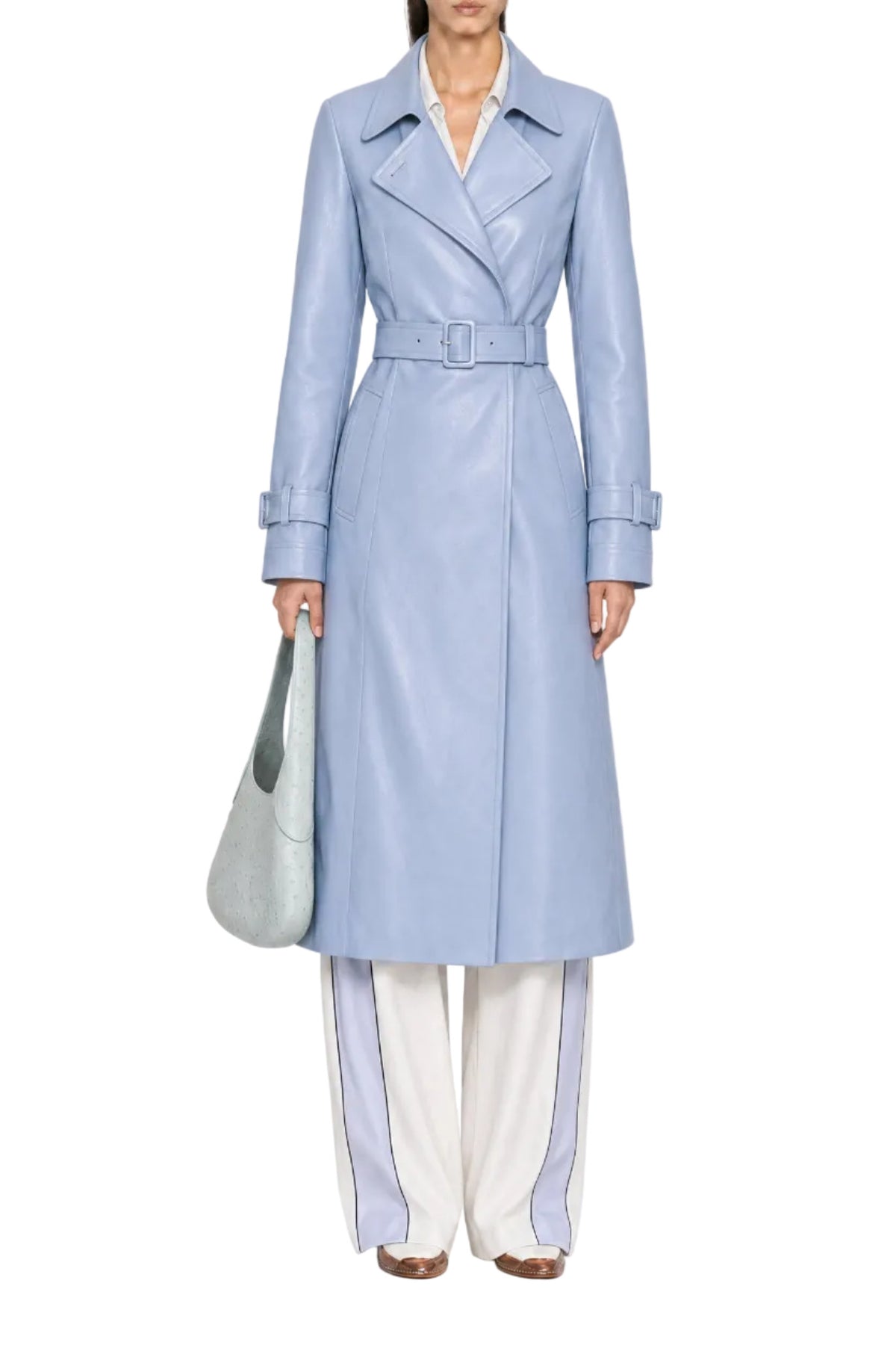 OCEAN VEGAN LEATHER TRENCH COAT