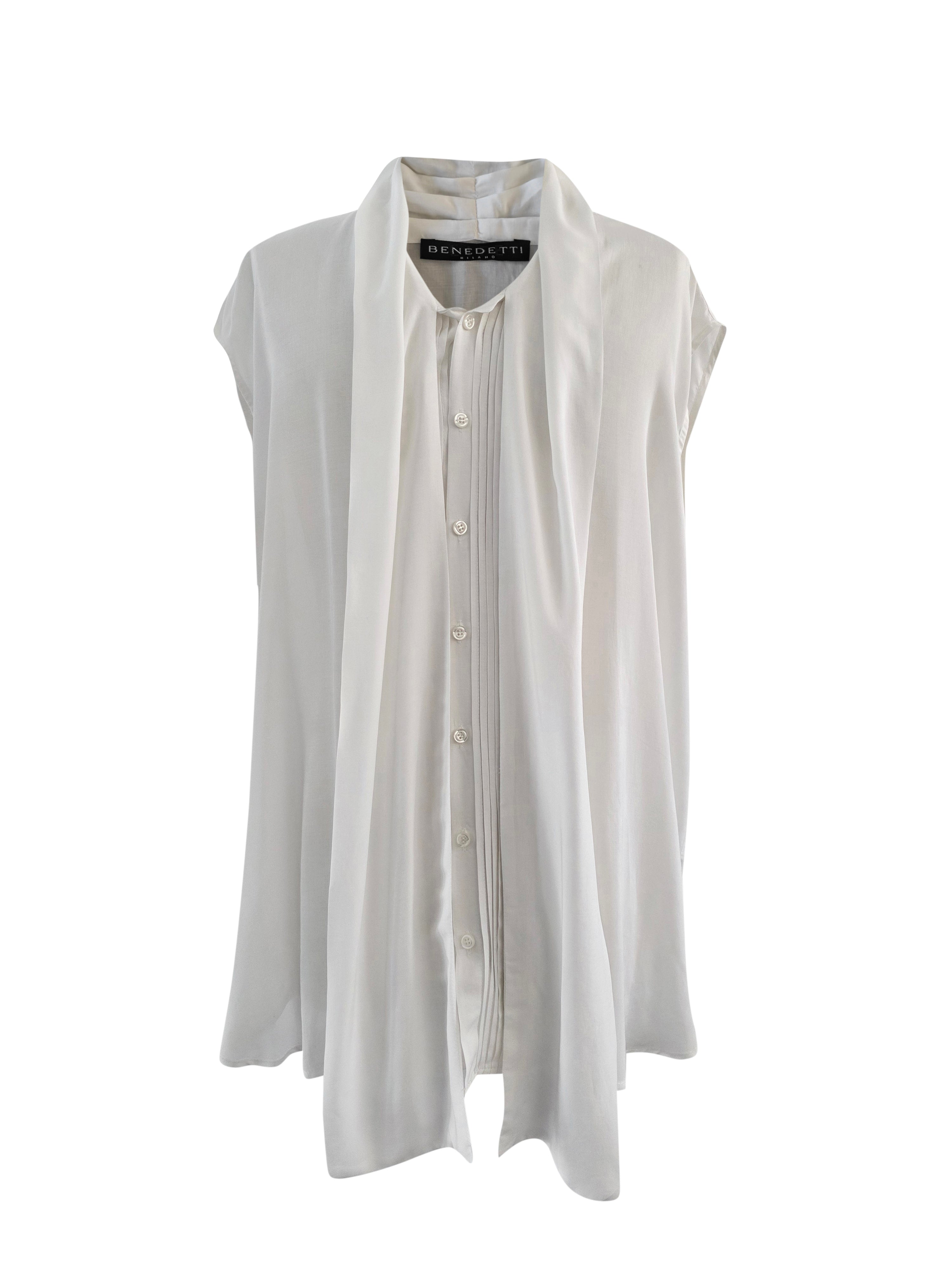 Blusa senza maniche con sciarpa di eucalipto