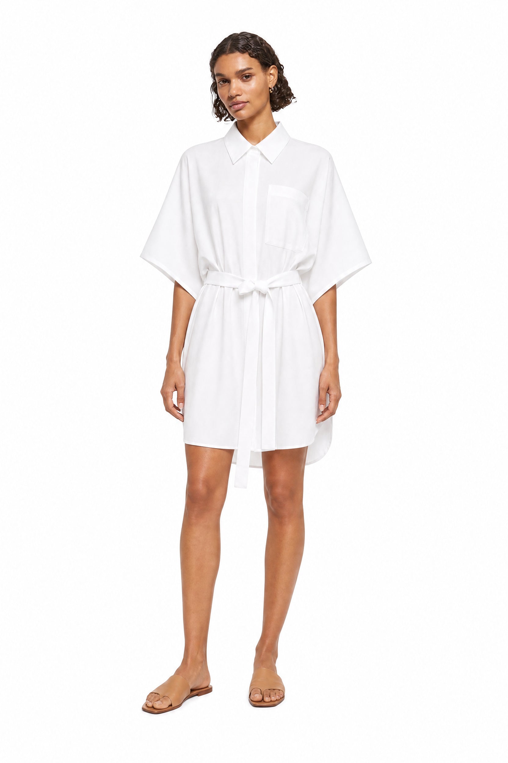 Organic Cotton Kaftan Shirt Dress — White