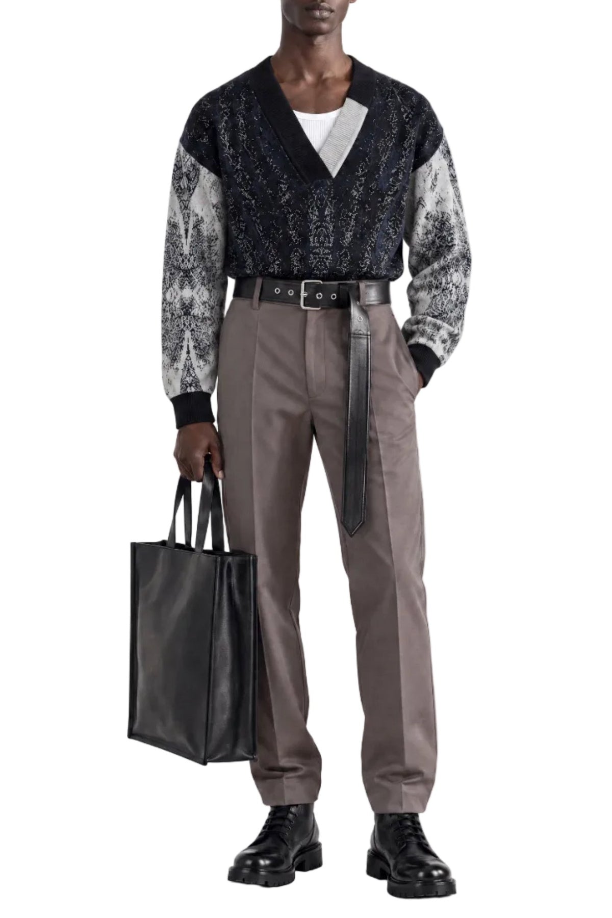GREY SATIN ORGANIC COTTON TROUSERS