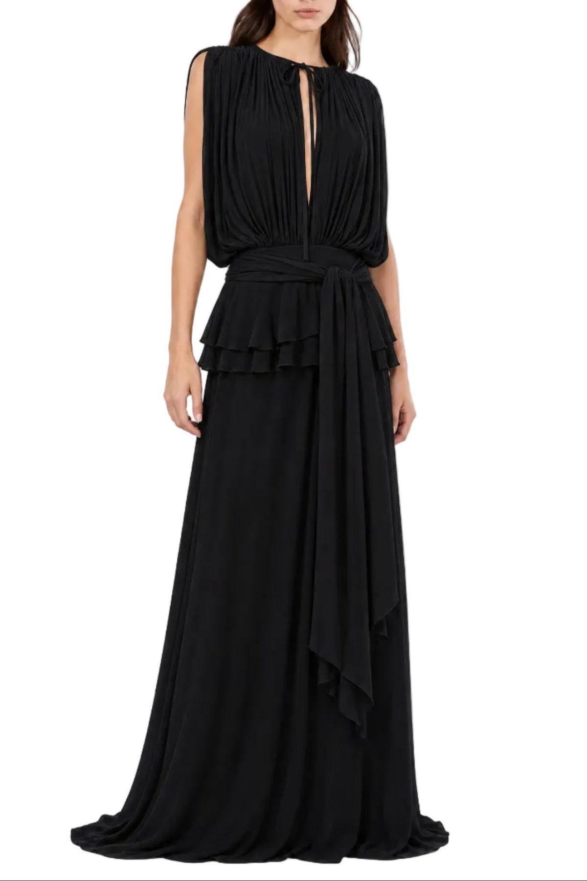 Midnight Drape Evening Gown — Eucalyptus Silk