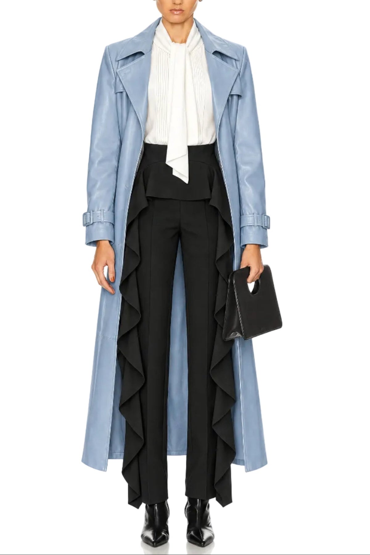 OCEAN VEGAN LEATHER TRENCH COAT