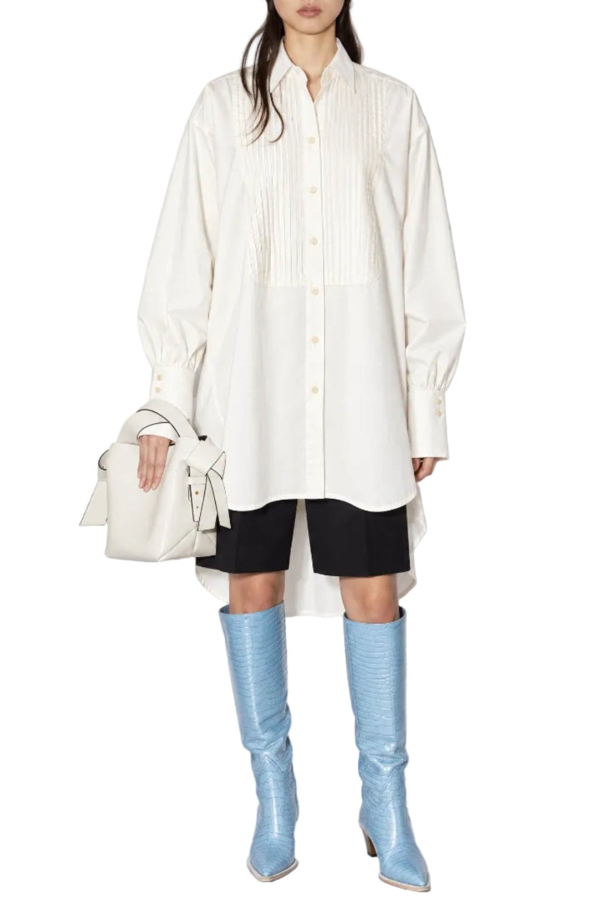 CAMICIA SMOKING OVERSIZE IN COTONE ORGANICO