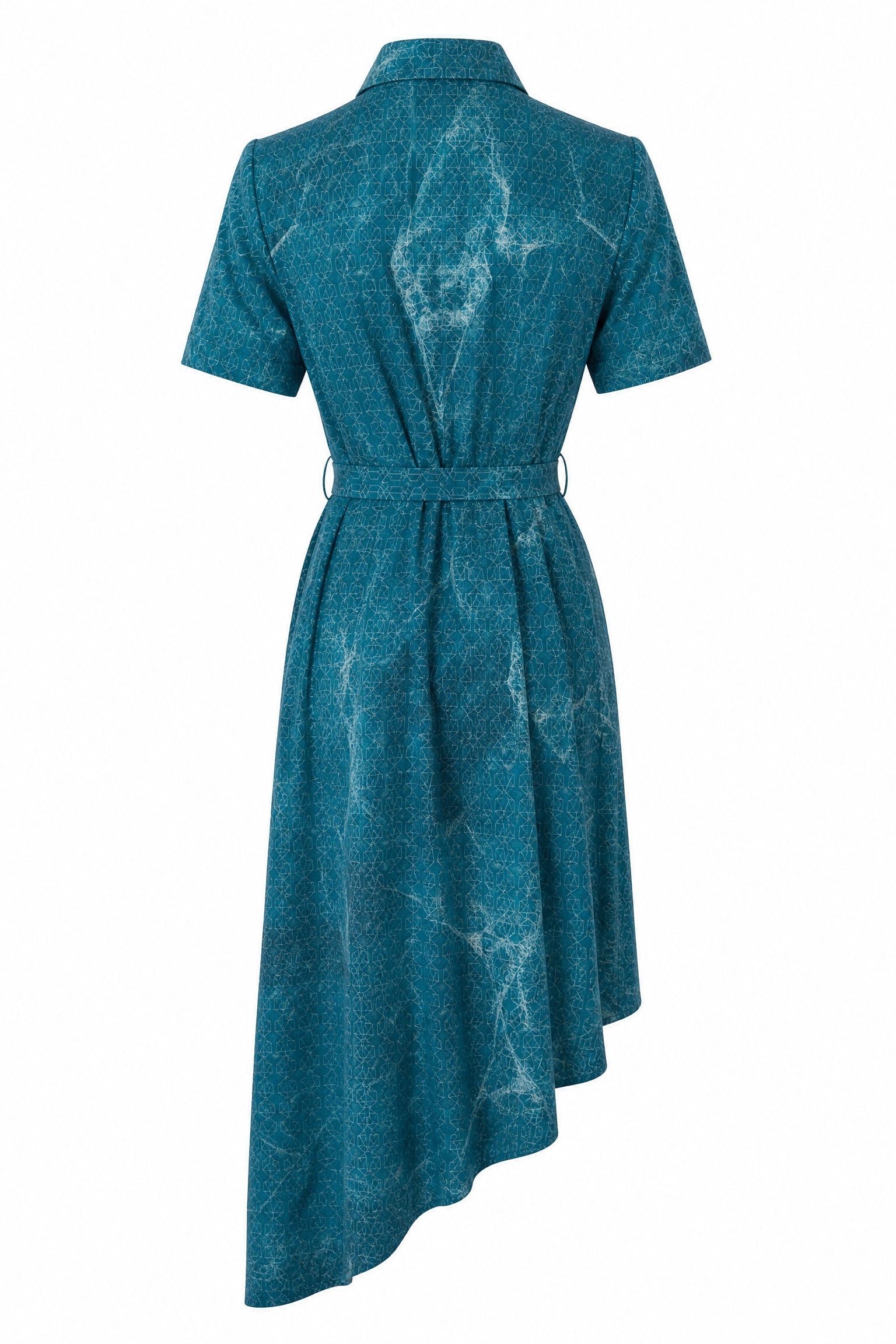 Asymmetric Eucalyptus Silk Shirt Dress