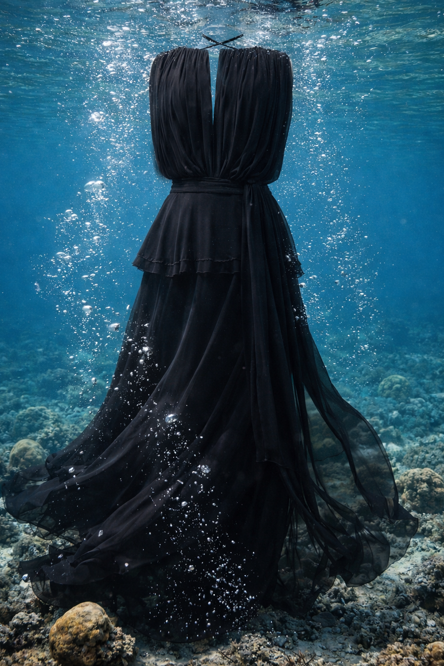 Midnight Drape Evening Gown — Eucalyptus Silk