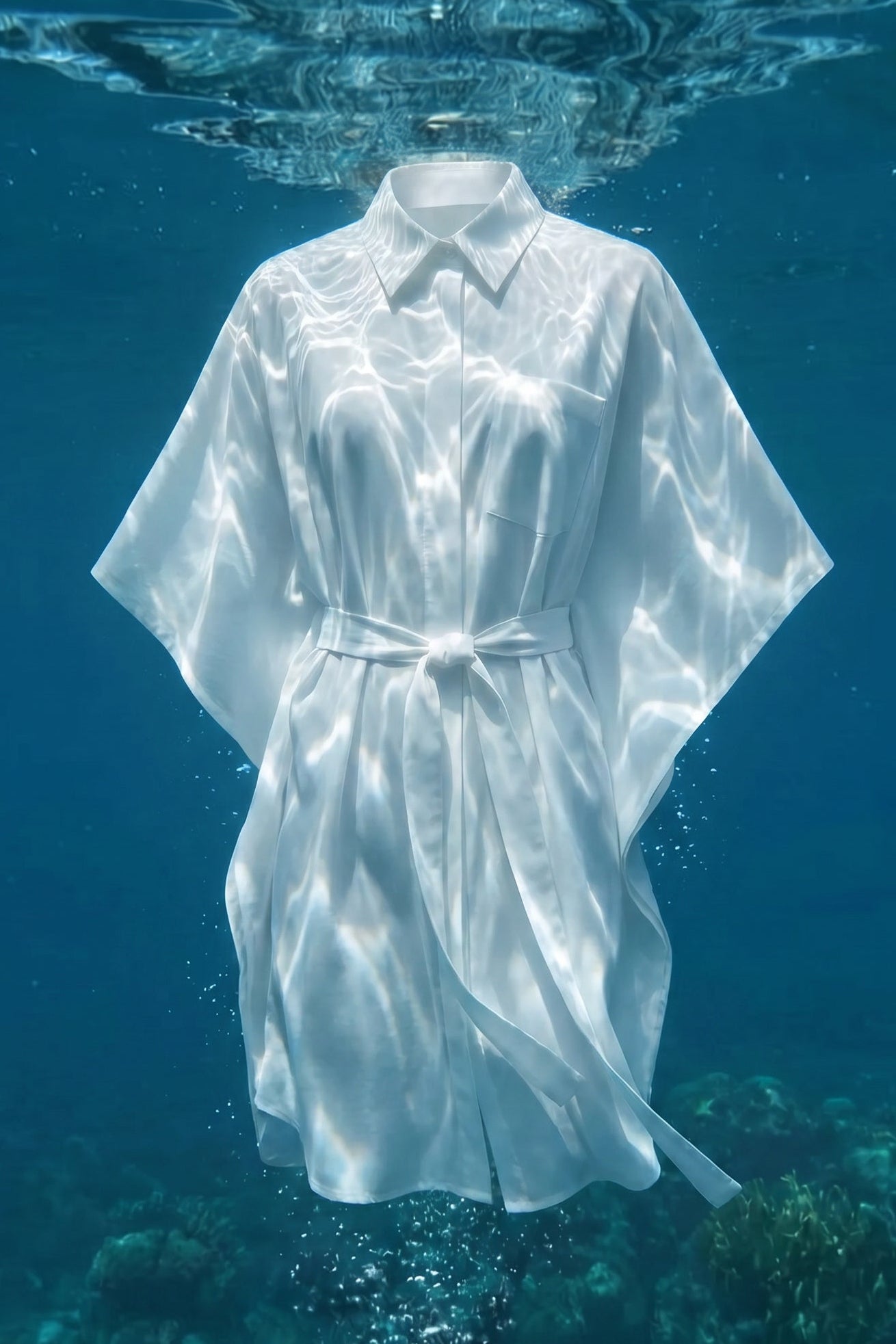 Organic Cotton Kaftan Shirt Dress — White