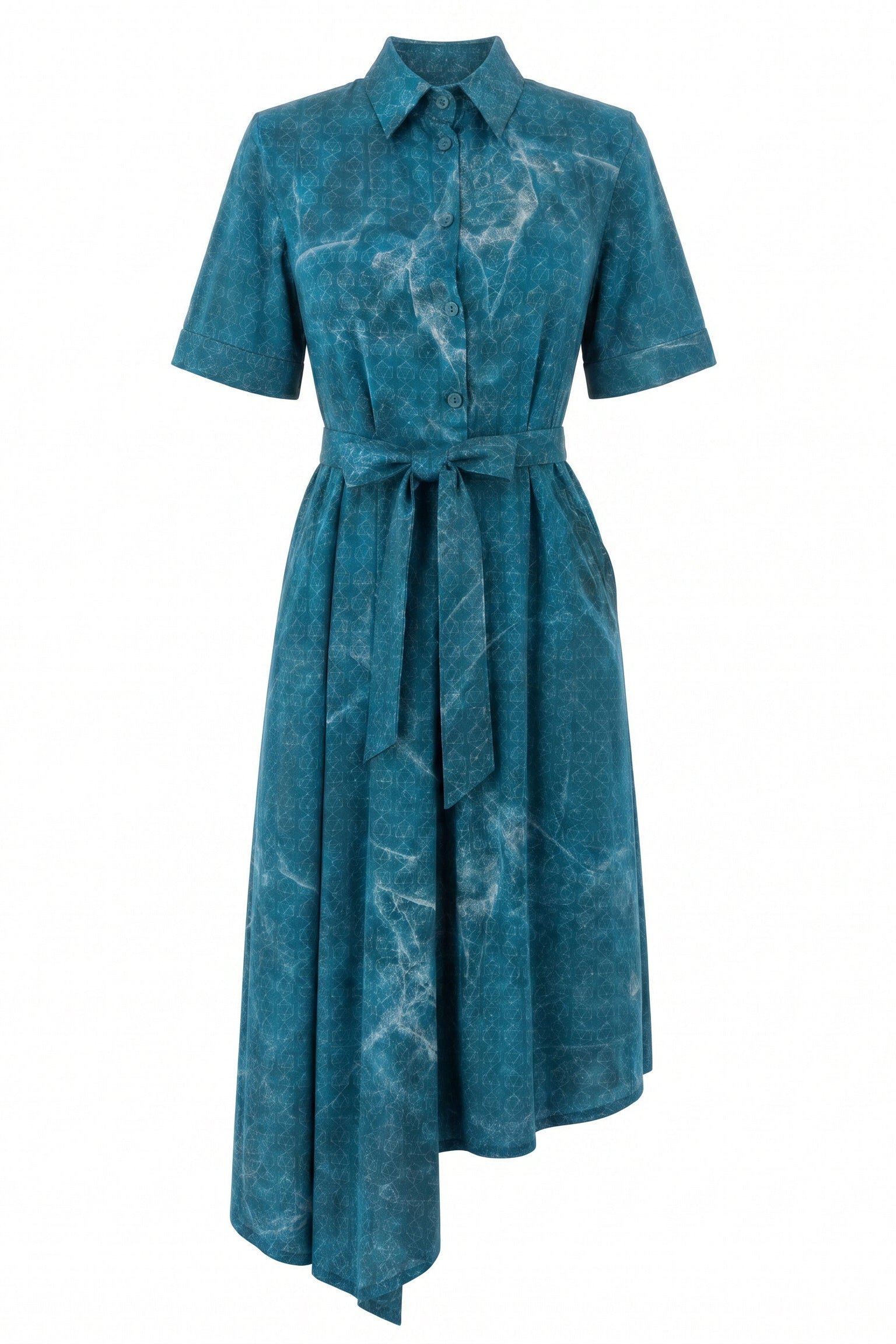 Asymmetric Eucalyptus Silk Shirt Dress