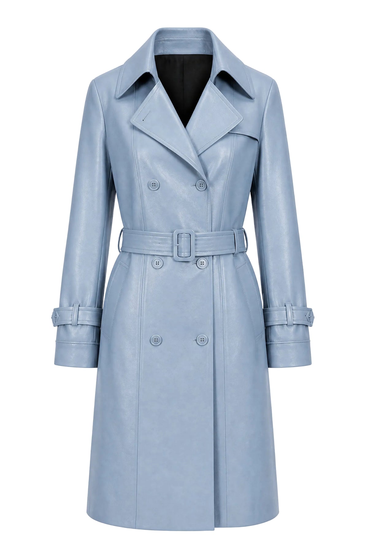 OCEAN VEGAN LEATHER TRENCH COAT