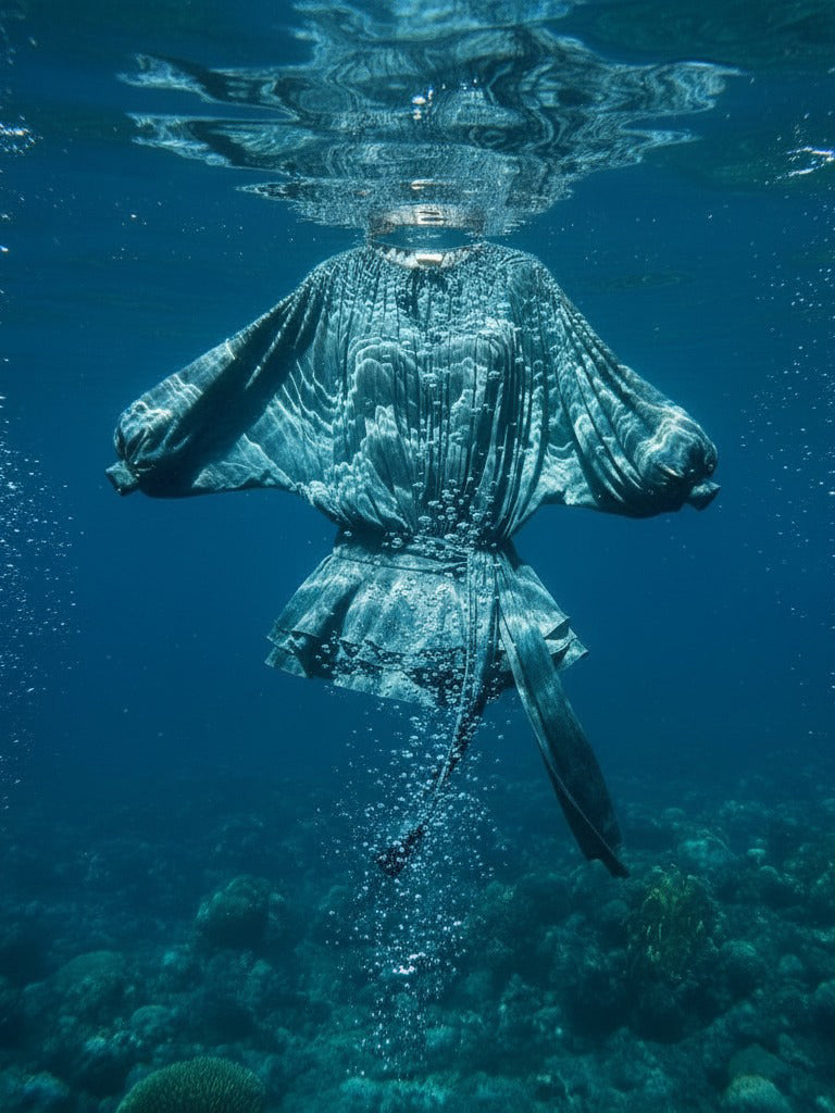 Abito drappeggiato in eucalipto Whale Harmony