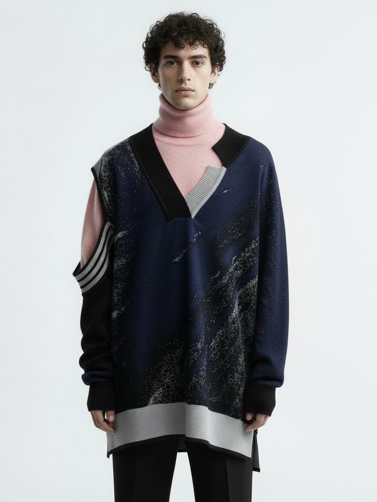 Maglione oversize unisex in maglia effetto pelle di balena