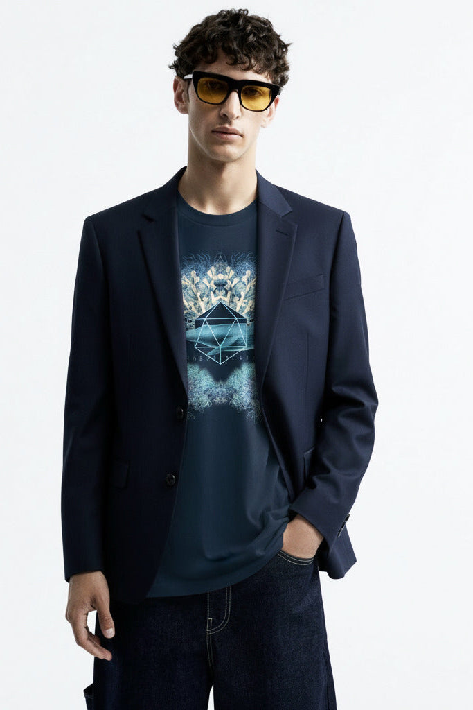 T-shirt unisex Icosaedro blu scuro